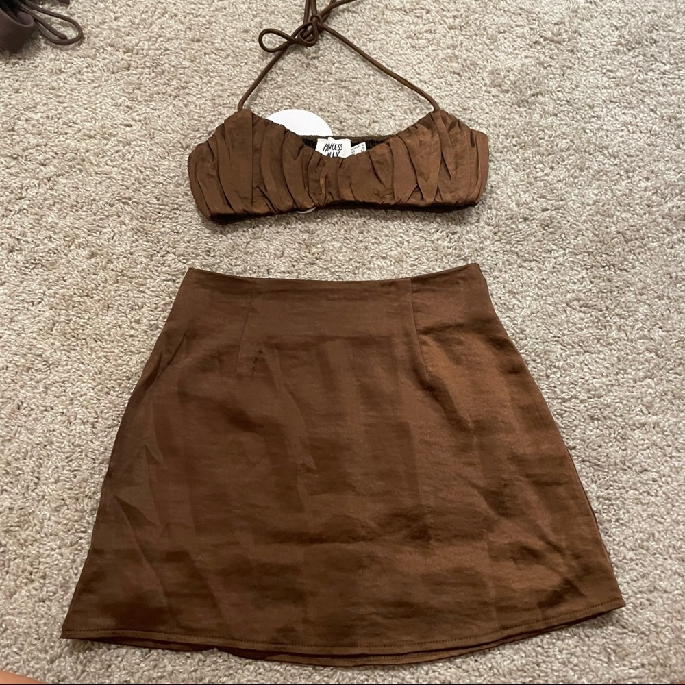 Stephanie Chocolate Skirt and Top Set from Princess Polly